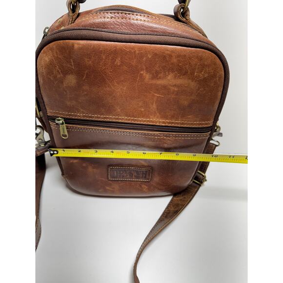 Vintage Duluth Trading Co Lifetime Brown Patina Leather Satchel Crossbody Bag - Picture 10 of 12